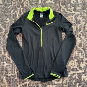 Nike Pro Black and Neon Green Dri-FIT Quarter Zip Top